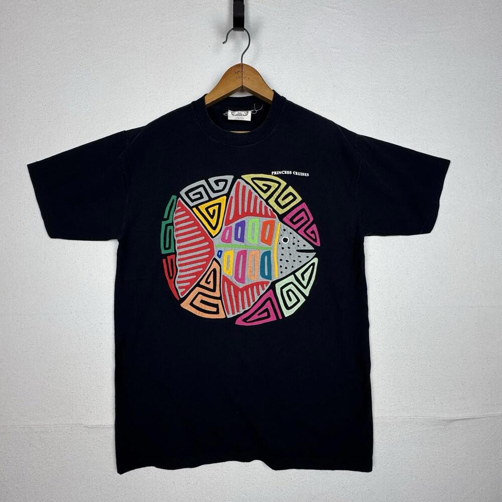 Vintage Sed’s Crafts Princess Cruises Molas Panama Handmade Colorful Tshirt Sz L